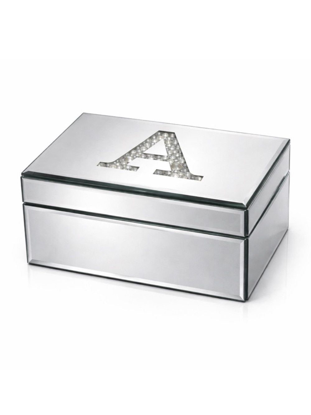 American Atelier Mirrored Jewelry Box Pearl Monogram A